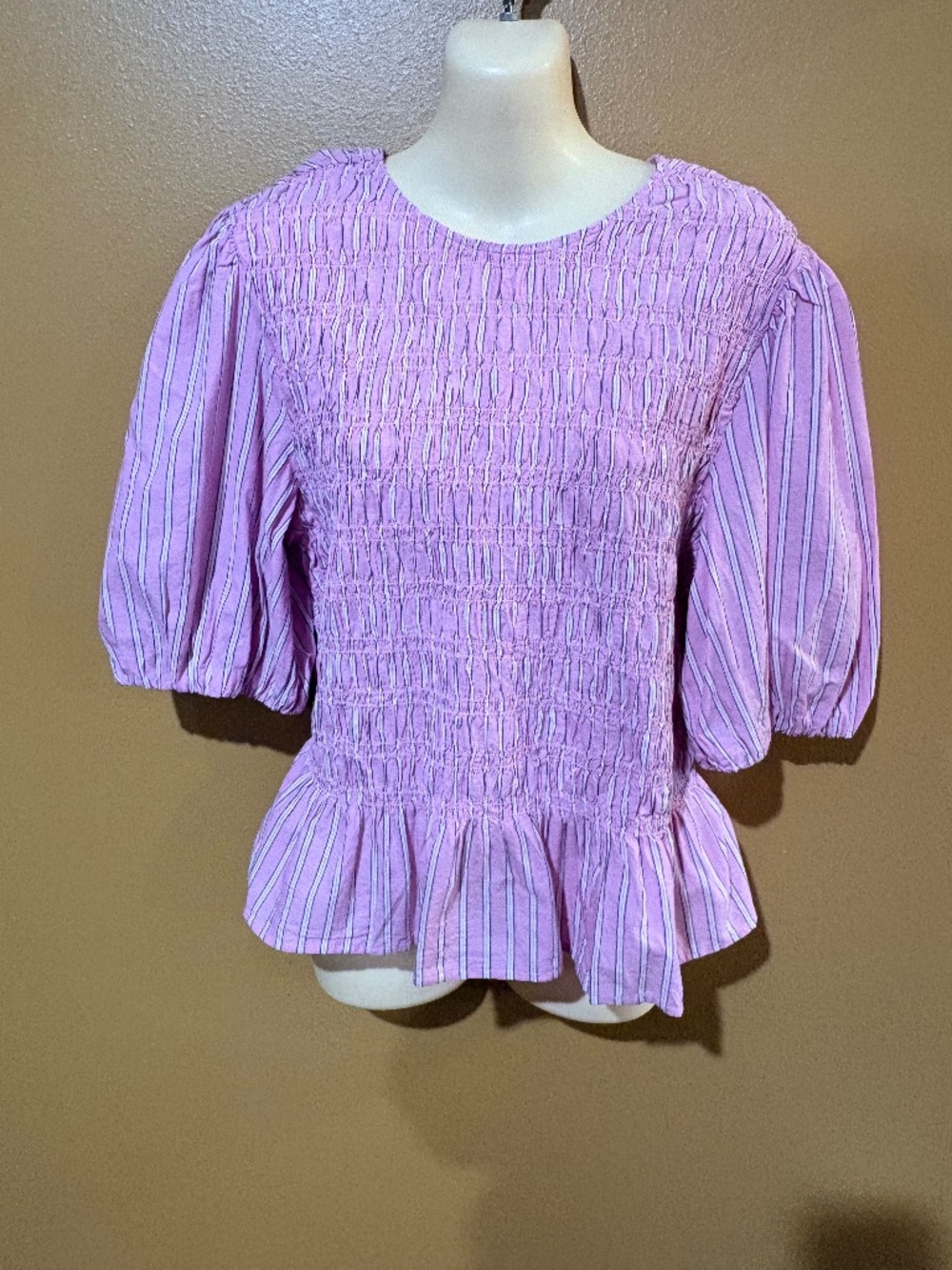 Pink Old Navy Pintucked Blouse Women's L